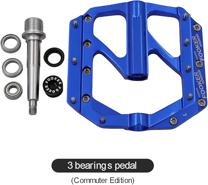 FOOKER Bike Pedals Non-Slip Aluminum Alloy MTB Mountain Bike Pedals 3 Bearing 9/16" for Road BMX MTB Bikes