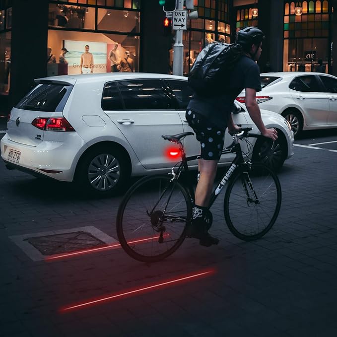 Bike Cycling 7 Flash Modes Red Lights Waterproof with 5 LED and 2 Laser Beams Bike Taillight Safety Warning Light Bicycle Rear Bicycle Light Tail Lamp