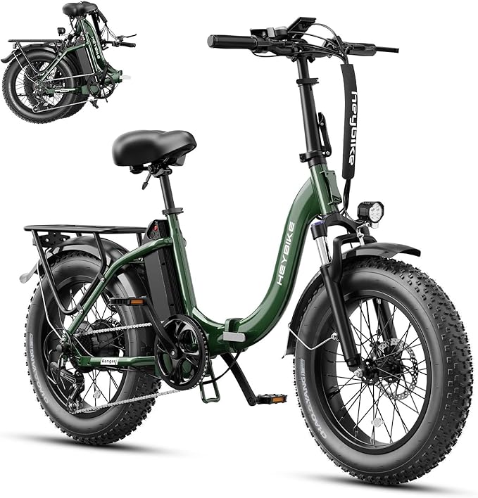 Heybike Ranger 2.0 Foldable Electric Bike for Adults, 20"×4 Fat Tire Ebike with 1400W Peak Motor, 28 MPH Max Speed, 600Wh Removable Battery, Up to 65 Miles Range, Front Suspension Step-Thru E Bike