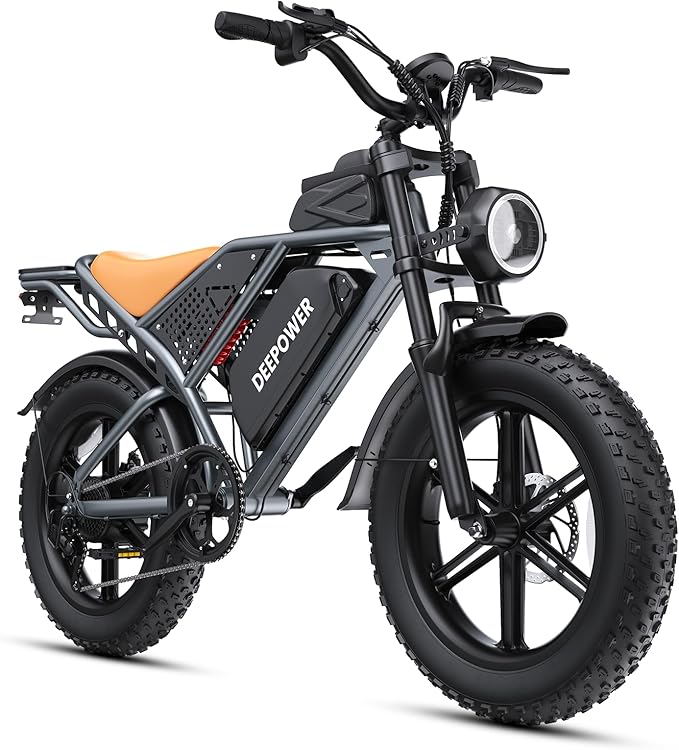 DEEPOWER Electric Bike for Adults,2000W Peak Motor&32MPH Electric Dirt Bike，48V 20AH/35AH/60AH Battery, 70-160 Max Miles,Dual Suspension Ebikes for Adults, 20" Fat Tire E Bike