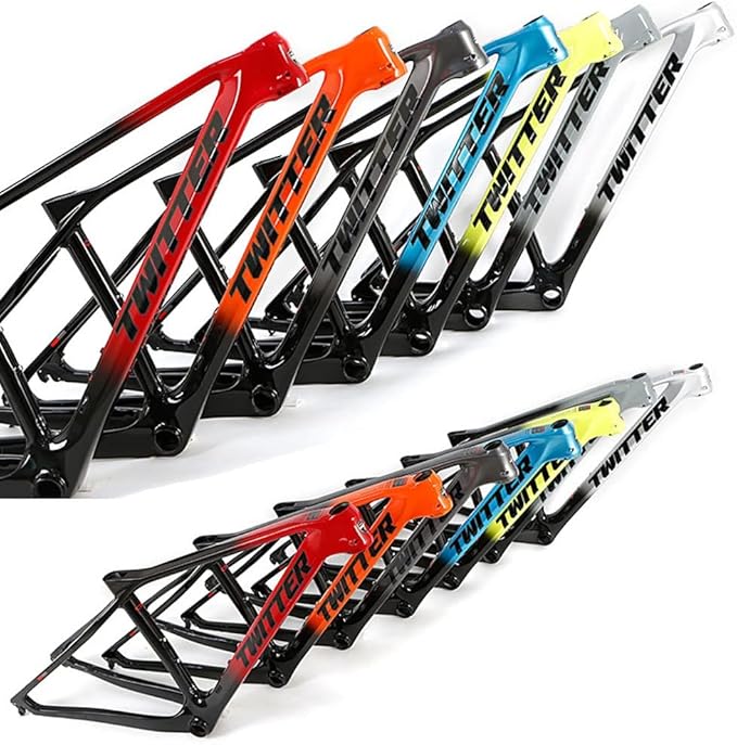 Carbon Fiber Bike Frame 27.5er 29er XC Hardtail Mountain Bike Frame 15''/17''/19'' Disc Brake Frame Thru Axle 148mm Universal 142mm(Orange,29 * 17'')