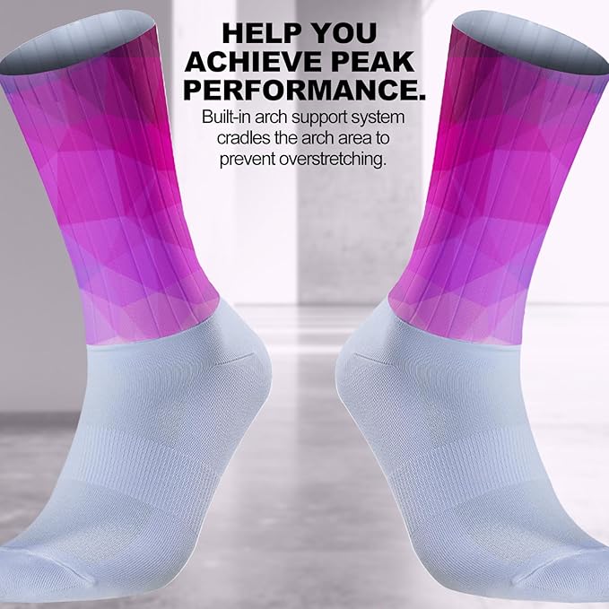 Cycling Socks Athletic Crew Socks Breathable Cushioned Compression Running Hiking Socks For Mens Womens