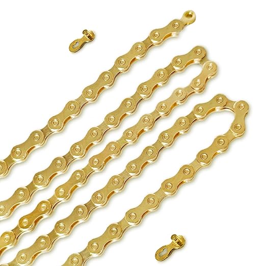 10 Speed Gold Bike Chain 1/2" x 3/32" 116 Links Bicycle Chain for Road Mountain Folding Racing Cycling Bikes (Gold-10 Speed)