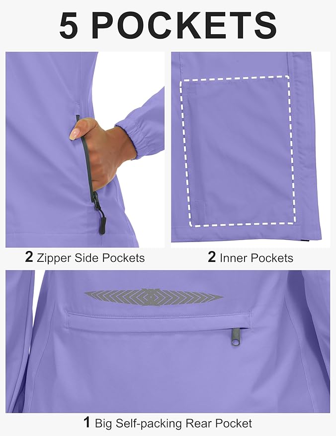 Little Donkey Andy Women's Lightweight Waterproof Cycling Jacket with Removable Sleeves for Biking Running Golf