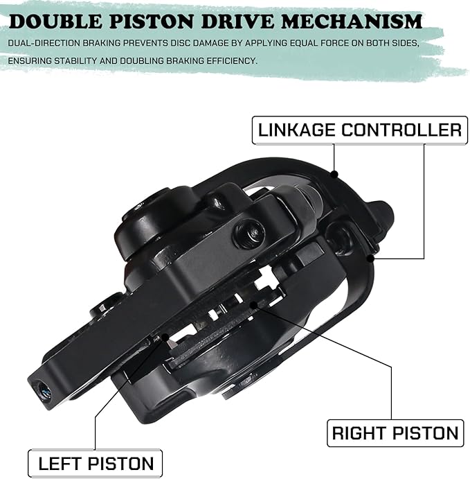 BUCKLOS Mountain Bike Mechanical Disc Brake Caliper with Adapter, MTB Dual Piston Line Pulling Brakes Aluminum Alloy Calipers Front +Rear with Brake Pads for Road Bike, Mountain Bike