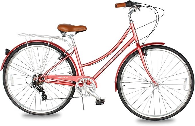 MICARGI 24/26 Inch Adult Cruiser Bicycle Hybrid Bike 1/7 Speeds Commuter Bike for Women, Men, Seniors,Step-Through or Step-Over Bike Steel Frame Multi Colors Style