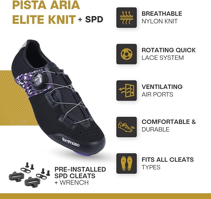 Tommaso Pista Elite SPD & Peloton Shoes for Women—Ready to Ride with Peloton Delta Cleat or SPD Cleats for Indoor Bikes—Explore Vareity Cycling Shoes & Bike Accessories
