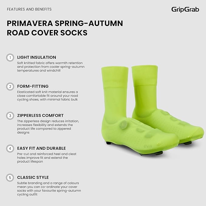 GripGrab Primavera Road Bike Spring Autumn Cycling Cover Socks Aero Oversocks Knitted Overshoes Knit Shoe Covers Fall