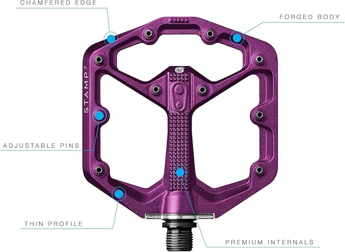 Crankbrothers Stamp Flat MTB Pedals - Size-Specific, Lightweight, Versatile, Durable Bike Pedals