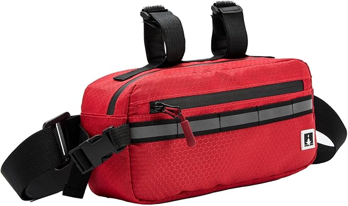ROYALFAIR Waterproof Bike Handlebar Bag with Reflective Strips & Shoulder Strap, Bicycle Front Frame Storage Pouch for Mountain Road Cycling Commuting (red)