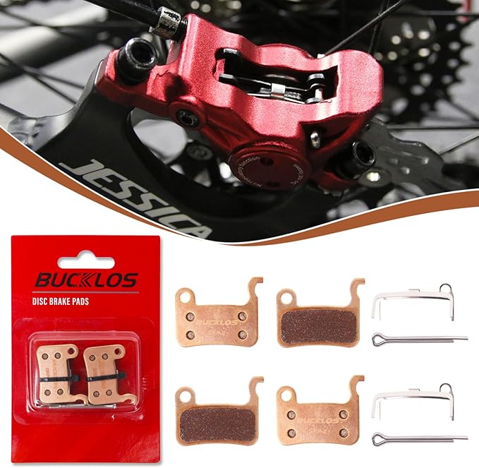 BUCKLOS Bike Disc Brake Pads - Bicycle Disk Brake Pads for Zoom/Shimano Deore XT XTR LX SLX Hone Alfine Saint for Ebike/Mountain Bike/Electric Bike/Road/Scooter