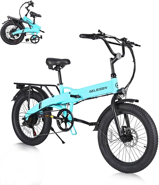 Folding Electric Bike for Adults, 20"×3.0 Fat Tire Electric Bicycle, 374.4Wh Battery Ebike, 20MPH Electric Cargo Bike with LCD Color Display & 6 Speed Gears (Fits for 5'0"+)