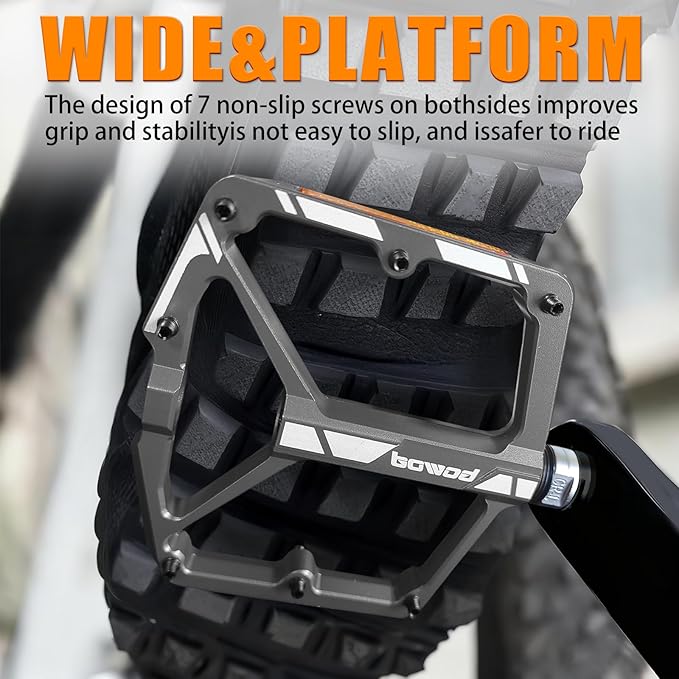 Bike Pedals 9/16" Lightweight Non-Slip Bicycle Platform Pedals - Fits Most Adult Bikes & Mountain Bikes &MTB, Road Bikes and Slip-Resistant Design
