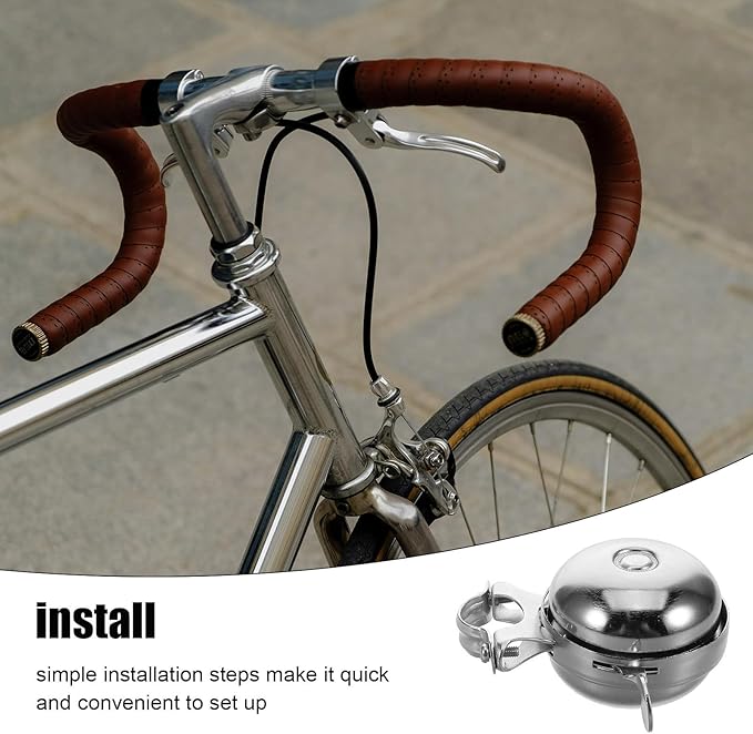 Vintage Bicycle Bell Aluminum Metal Bike Bell Silver Retro for Road Bikes and Scooters Accessory for Adult Cycling Safety