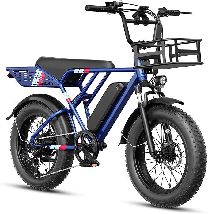 Jasion RetroVolt Electric Bike for Adults, 2000W/3000W Peak - 30/38MPH Electric Dirt Bike, 48V-52V, 13AH/20AH Battery, 70/90Miles Max Range Electric Motorcycle, 20'' X 4'' Fat Tire All-Terrain E-Bike