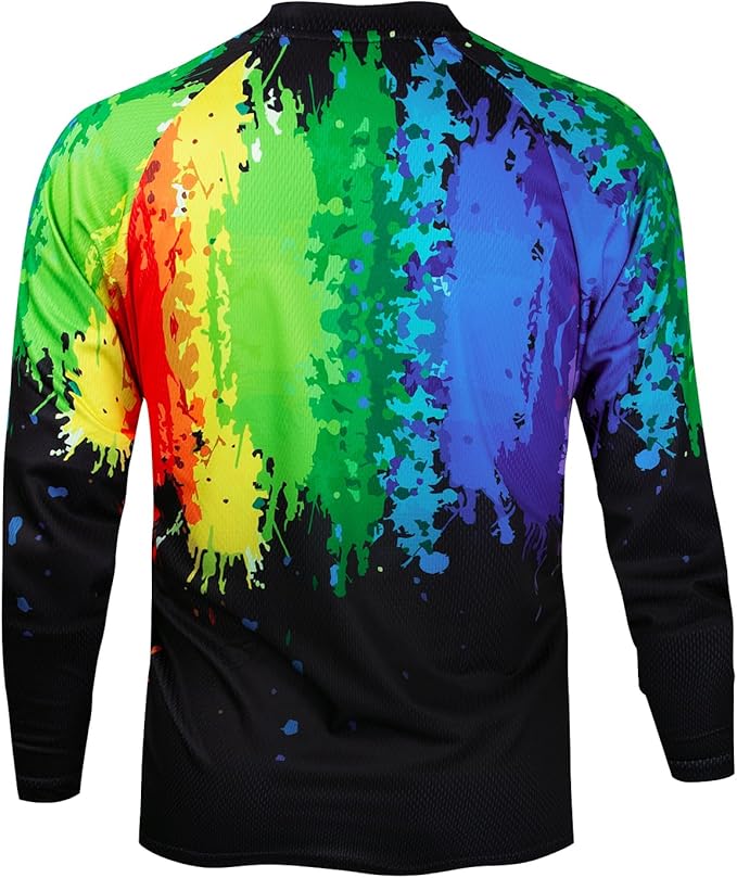 JPOJPO Men's Mountain Bike Jersey Long Sleeve MTB Off-Road Racing Downhill Motocross Shirts Quick Dry&Moisture-Wicking Tops