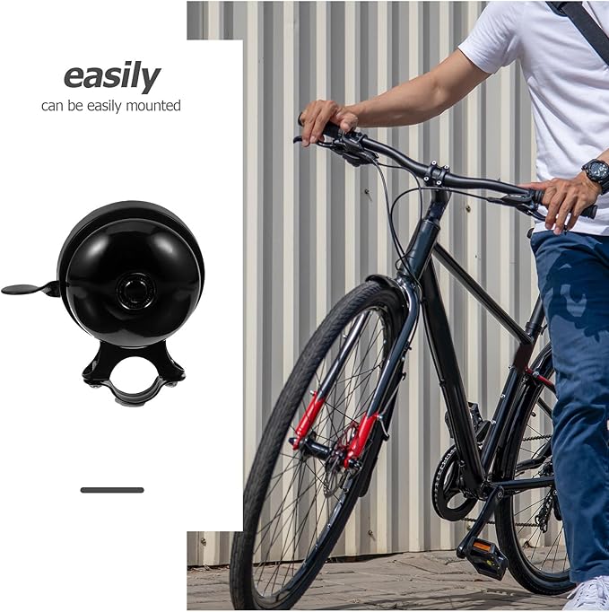 Vaguelly Vintage Bicycle Bell Double-Sided Metal Bike Bell Loud Ringing Anti-Loss for Road and Mountain Bikes with Portable Handlebar Mount