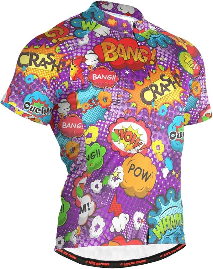 Men's Cycling Bike Jersey Short Sleeve Moisture Wicking, Breathable, Quick Dry Biking Shirt with 3 Rear Pockets