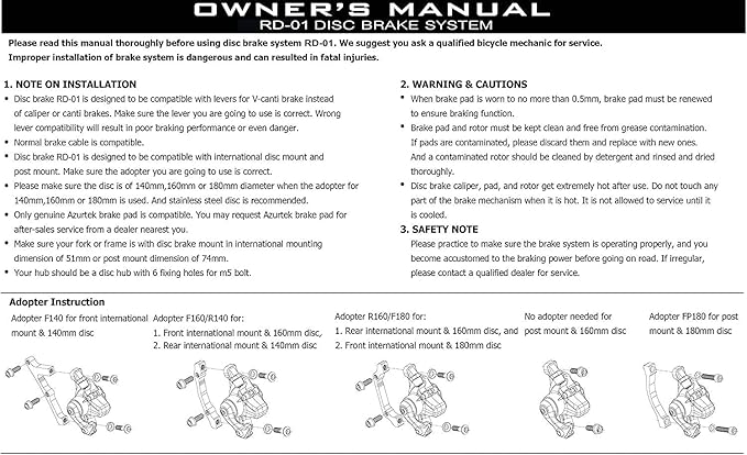 RUJOI Bike Disc Brake Caliper, Aluminum Mechanical Front and Rear Caliper for Road Bike, Mountain Bike