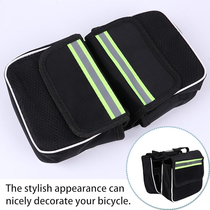 Bike Front Frame Bag 2pcs Waterproof Black Cycling Top Tube Storage Pouch Large Capacity for Mountain Bikes Riding Equipment