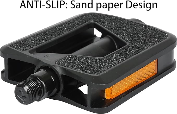 City Road Bike Pedals, Engineering Plastics with Reflector, E-Bike Universal Fit Bicycle Flat Platform Pedal 9/16" Compatible