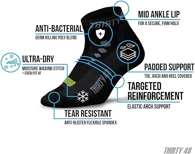 Thirty48 Low Cut Cycling Socks for Men and Women | Unisex Breathable Sport Socks
