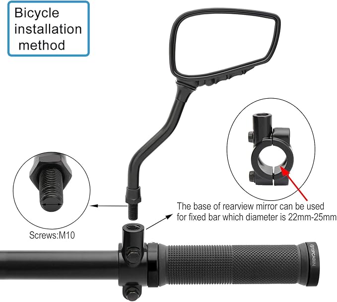 1 Pair Bicycle Mirror,Big View Bike Rear View Mirror Blindsight Multi Angle Adjustable Bike Mirror Billet Aluminum Chrome Plated Outside Skull Claw Style Also suitable for motorcycle mirror