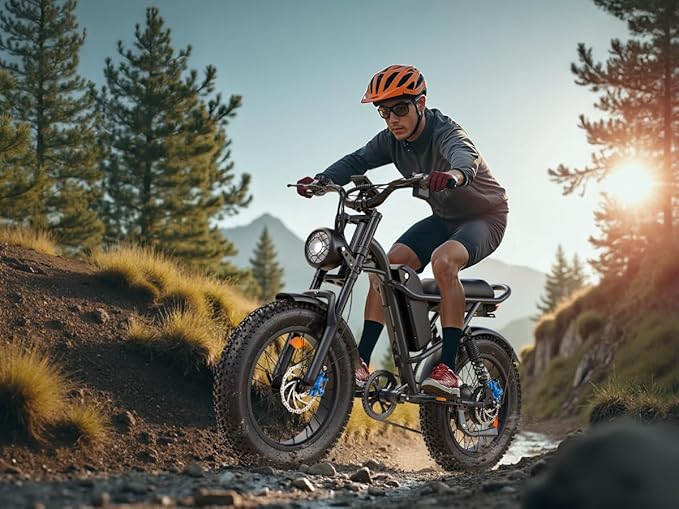1000W Peak Motor Electric Bike for Adults, 20MPH & 65-Mile Range, 48V 15.6Ah Removable Battery Electric Dirt Bike, with 3 Riding Modes, Dual Suspension Ebike, 20" Fat Tire E-Bike for All-Terrain