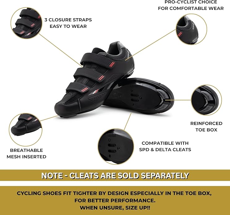Tommaso Strada Mens SPD & Peloton Shoes—2 in 1 Cycling Shoes—Install Your Own Delta or SPD Cleats for Spin Bikes, Indoor Cycles or Most Mens Bicycles—Explore Bike Accessories