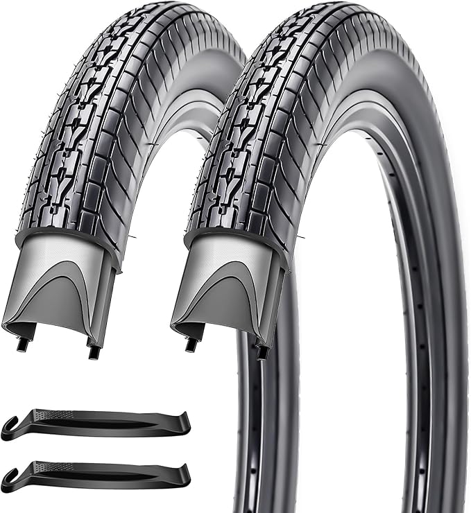 SIMEIQI 26x2.35 20x2.35 Inch Cruiser Beach Bike Tire Black White Wall or Brown Cream Wall Folding Replacement Bicycle Tire for Hybrid City Commuter Trail