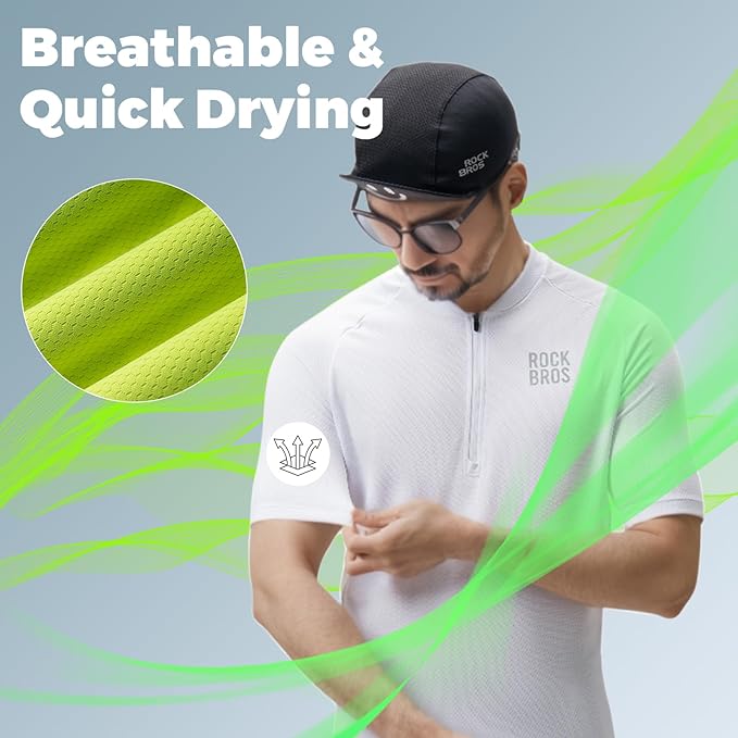 ROCKBROS Men's Cycling Jersey Short Sleeve Road Bike Shirt with 3 Rear Pockets Breathable Quick Dry Bicycle Shirt