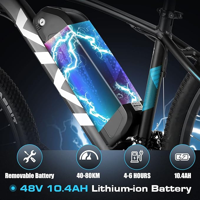 Vivi Electric Bike for Adults, 27.5" Electric Mountain Bike, Peak 1000W Ebike 22MPH Electric Bike with 48V 499.2WH Battery, Up to 50 Miles, 21 Speed Adult Electric Bicycles, SGS Certified to UL2849