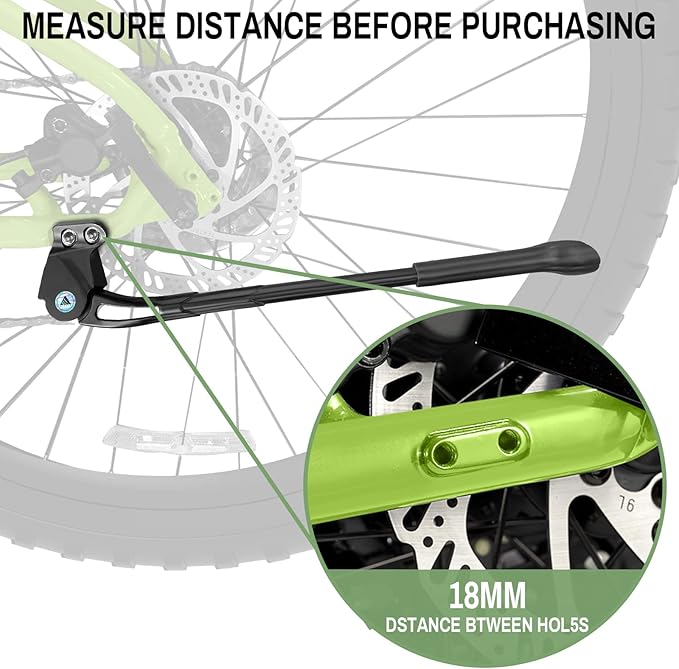 Bike Kickstand,18mm Hole Spacing Bicycle Kick Stand,Adjustable Length Bike Side Kickstand fit 24in 26in 27.5",Bike Kick Stand Suit Mountain Bike/BMX/MTB -Special Hole Distance 18mm