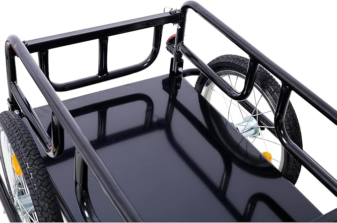Bike Cargo Trailer, Bicycle Trailer, 110 Lbs Load Capacity, Heavy-Duty Bike Trailer Storage Cart, Foldable Compact Storage with Universal Bike Hitch, 16" Wheels & Reflectors for Camping