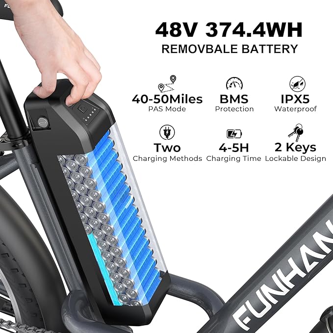 Electric Bike for Adults, 26" City Cruiser Ebike with 1000W Peak Motor, 21.7MPH 50 Miles Commuter Adult Electric Bicycles with 48V Battery, Adjustable Stem, 7-Speed, UL 2849 Certified