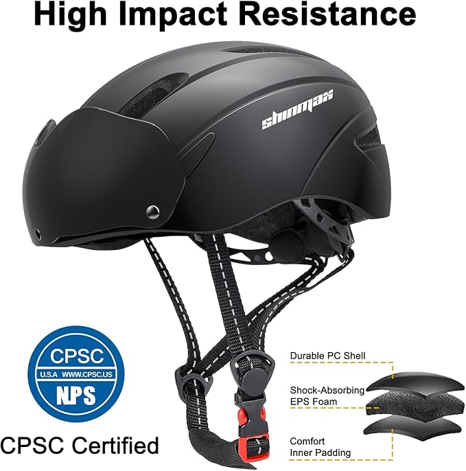 Shinmax Bike Helmet for Men Women, Bicycle Helmet with Detachable Magnetic Goggles Adjustable for Adult Road Biking Mountain Cycling Helmet
