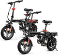 Electric Bike for Adults & Teens, Commuter City Folding Electric Bicycle, 560W Motor and 48V Battery, 24MPH 3 Level Pedals Assist, Dual Disc Brakes,14" Compact Foldable Ebike (2 Count)