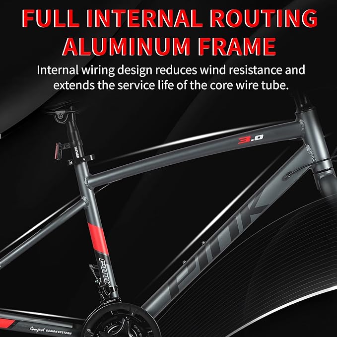 Pipleo Road Bike, 700C City Commuter Bicycle, 21 Speeds Shimano Drivetrain Sport Racing Bike, Light Weight Aluminum Frame, Urban Street Bike for Men Women Adult Bicycle