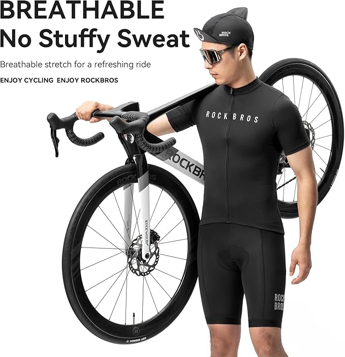 ROCKBROS Men's Cycling Jersey Short Sleeve Bike Jersey Breathable, Moisture Wicking, Quick Dry Bike Shirt