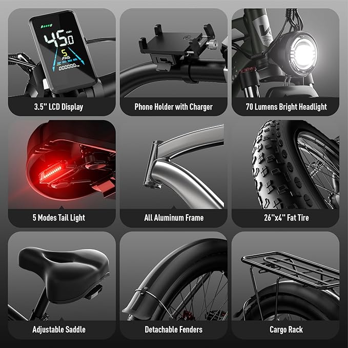 E Bikes for Adults Electric,51 MPH/48 MPH Fast Ebike Peak 5000W/3000W 32AH 52V 130 Miles Max, Dual Motor Electric Bike Fat Tire E Bike for Men, 26" Electric Bicycle for Snow Off-Road, Hydraulic Brakes