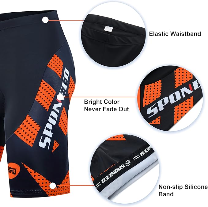 sponeed Men's Cycling Shorts Padded Bicycle Riding Pants Bike Biking Clothes Cycle Wear Tights