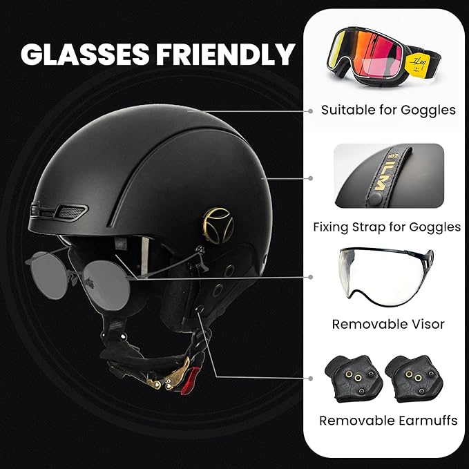 ILM Bike Helmet Adult Bicycle Ski Snowboard Helmet for Men Women with Removable Visor Earmuffs ASTM CPSC and CE Z102