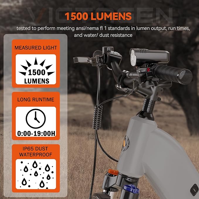 Bike Lights Kit 9LED Bike Headlights High & Low Beams, Ultra-Light and Bright Bicycle Lights, Waterproof Bike Lights for Night Riding, USB-C Bicycle Front and Rear Lights