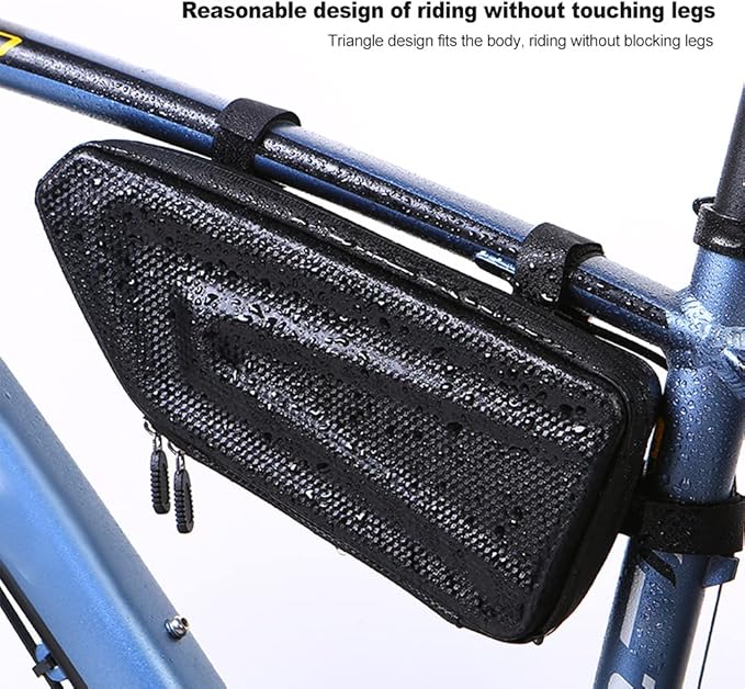 Bike Frame Storage Bag, Universal Waterproof Bicycle Triangle Front Frame Under Top Tube Bag, 2.5 L Narrow Edge Cycling Accessories Pouch for Road Bike MTB Bicycle (COLOR:black)