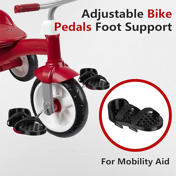 Adaptive Pedal Stabilizers - Adjustable Bike Pedals Foot Support for Mobility Aid, for Radio Flyer/for Schwinn Bike,Adjustable Foot Support Straps, Easy Install
