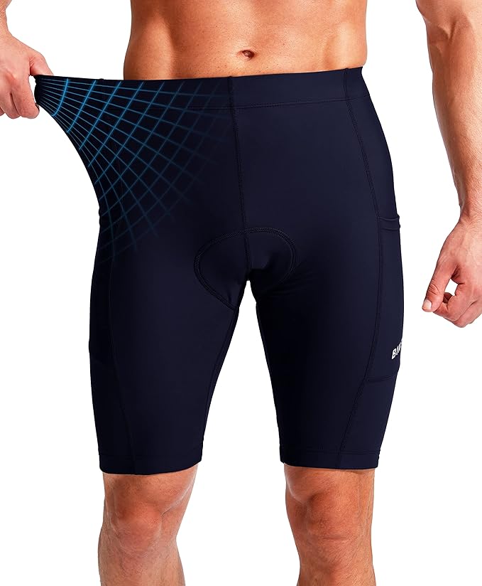 Bikewa Men's Bike Shorts 3D Padded Cycling Road Biking Mountain Riding Biker Bicycle UPF 50+ Cycle Shorts Zipper Pockets
