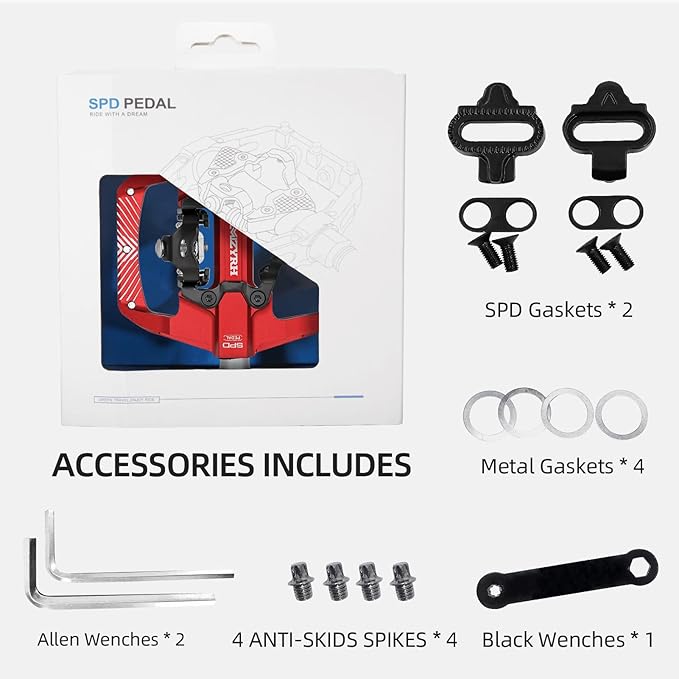 MZYRH Pedal,MTB Mountain Bike Pedals Compatible with Dual Function Sealed Clipless Aluminum 9/16" Bicycle Flat Platform with Cleats for Road, MTB