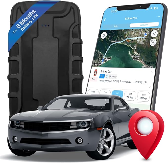 GPS Tracker for Vehicles with Built-in 6 Month Battery - Real Time GPS Tracker & Speed Alerts - Hidden Magnetic GPS Tracker for Cars, Fleets, Trailers - Subscription Required (USA Support)