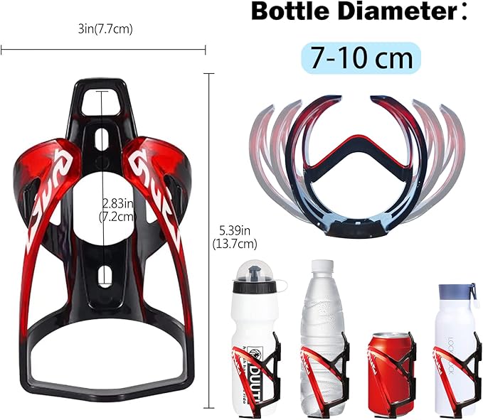 Bike Bottle Holder with BPA-Free 25oz Bike Bottle - Ultralight Plastic Cage for MTB & Roadvehicles