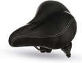 Bikeroo Extra Wide Replacement Saddle - Fits Indoor & Outdoor Bicycles - Steel Spring & Elastomer Suspension - Center Cutout - Memory Foam